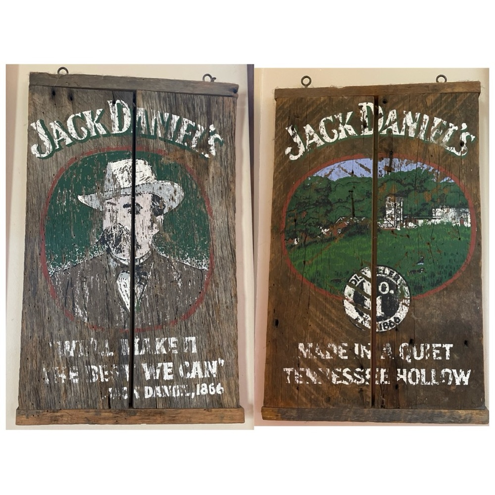 Vintage barn wood Jack Daniel’s decor